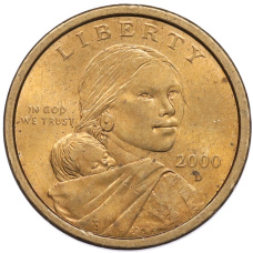 Монета 1 доллар 2000 года D США Сакагавея «Парящий орел» (аверс)