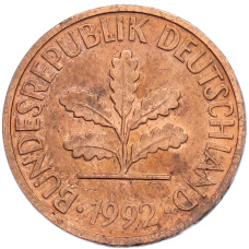 Монета 2 пфеннига 1992 года A Германия (аверс)
