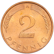 Монета 2 пфеннига 1994 года A Германия (реверс)