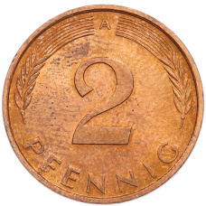 Монета 2 пфеннига 1995 года A Германия (реверс)