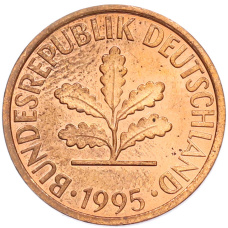 Монета 2 пфеннига 1995 года J Германия (аверс)