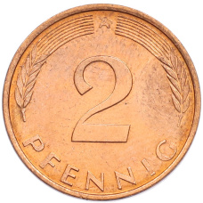 Монета 2 пфеннига 1995 года A Германия (реверс)