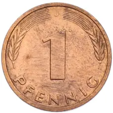 Монета 1 пфенниг 1990 года J Западная Германия (ФРГ) (реверс)