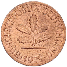 Монета 1 пфенниг 1979 года J Западная Германия (ФРГ) (аверс)