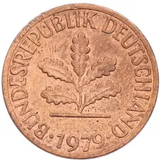 Монета 1 пфенниг 1979 года J Западная Германия (ФРГ) (аверс)