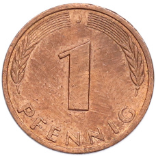 Монета 1 пфенниг 1979 года J Западная Германия (ФРГ) (реверс)