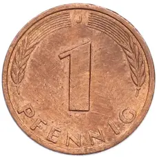 Монета 1 пфенниг 1979 года J Западная Германия (ФРГ) (реверс)