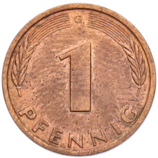 Монета 1 пфенниг 1987 года G Западная Германия (ФРГ) (реверс)