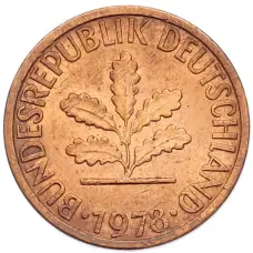 Монета 1 пфенниг 1978 года F Западная Германия (ФРГ) (аверс)