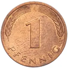 Монета 1 пфенниг 1978 года F Западная Германия (ФРГ) (реверс)