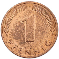 Монета 1 пфенниг 1950 года J Западная Германия (ФРГ) (реверс)