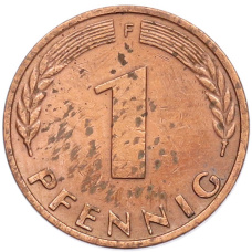 Монета 1 пфенниг 1971 года F Западная Германия (ФРГ) (реверс)
