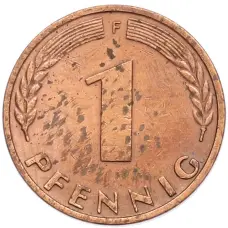 Монета 1 пфенниг 1971 года F Западная Германия (ФРГ) (реверс)