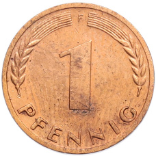 Монета 1 пфенниг 1969 года F Западная Германия (ФРГ) (реверс)