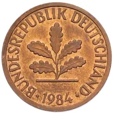 Монета 1 пфенниг 1984 года F Западная Германия (ФРГ) (аверс)