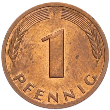 Монета 1 пфенниг 1984 года F Западная Германия (ФРГ) (реверс)