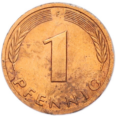 Монета 1 пфенниг 1984 года F Западная Германия (ФРГ) (реверс)