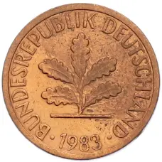 Монета 1 пфенниг 1983 года J Западная Германия (ФРГ) (аверс)