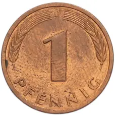 Монета 1 пфенниг 1983 года J Западная Германия (ФРГ) (реверс)