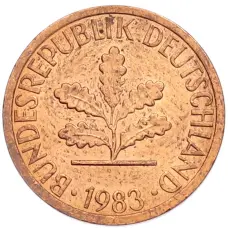 Монета 1 пфенниг 1983 года J Западная Германия (ФРГ) (аверс)