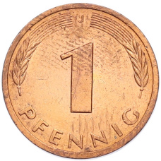 Монета 1 пфенниг 1983 года J Западная Германия (ФРГ) (реверс)