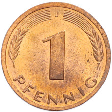Монета 1 пфенниг 1995 года J Германия (реверс)