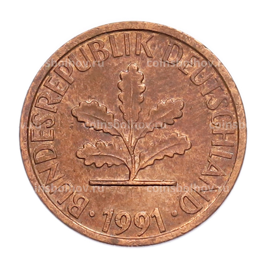 Монета 1 пфенниг 1991 года A Германия