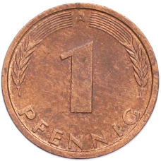 Монета 1 пфенниг 1991 года A Германия (реверс)