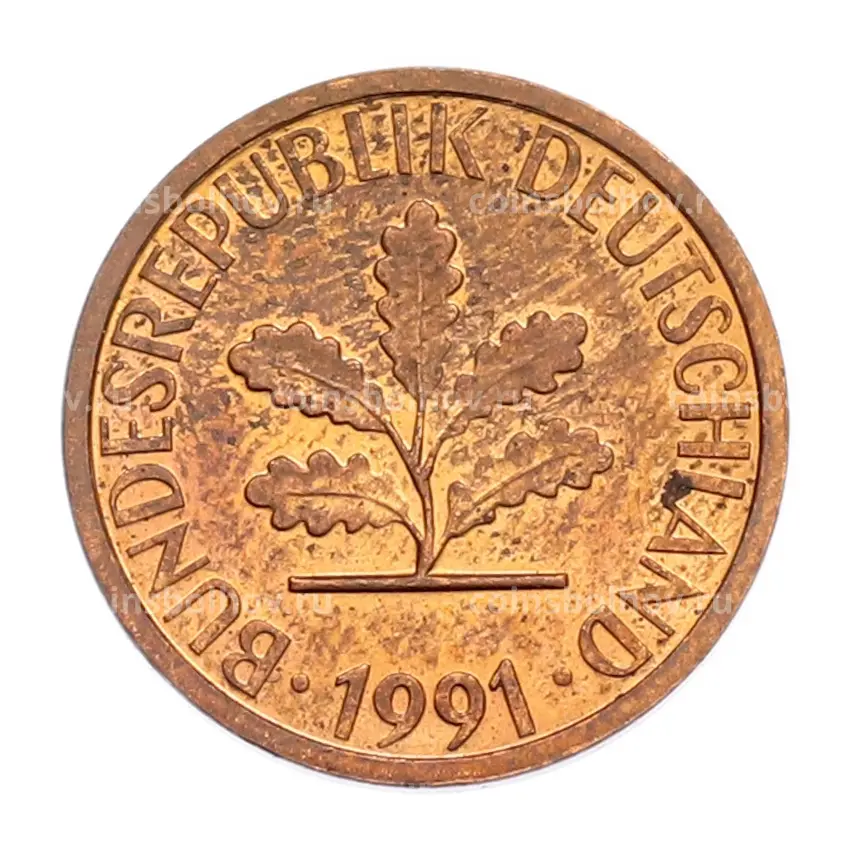 Монета 1 пфенниг 1991 года A Германия