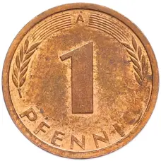 Монета 1 пфенниг 1991 года A Германия (реверс)