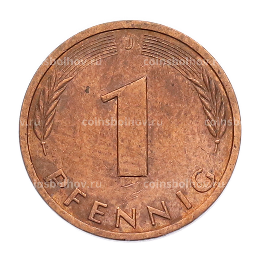 Монета 1 пфенниг 1991 года J Германия (вид 2)