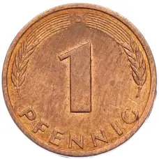 Монета 1 пфенниг 1991 года D Германия (реверс)