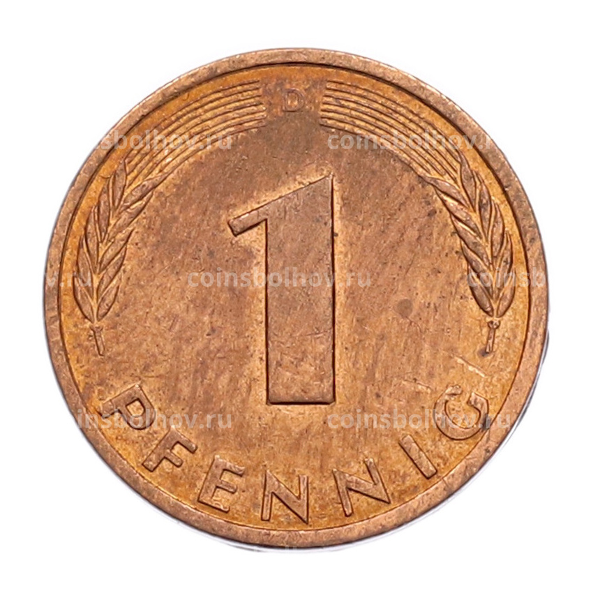 Монета 1 пфенниг 1991 года D Германия (вид 2)