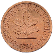 Монета 1 пфенниг 1985 года F Западная Германия (ФРГ) (аверс)