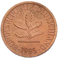 Монета 1 пфенниг 1985 года F Западная Германия (ФРГ) (аверс)