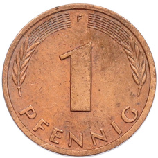 Монета 1 пфенниг 1985 года F Западная Германия (ФРГ) (реверс)