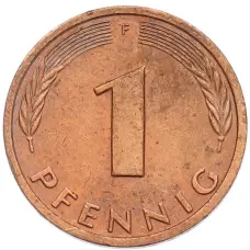 Монета 1 пфенниг 1985 года F Западная Германия (ФРГ) (реверс)