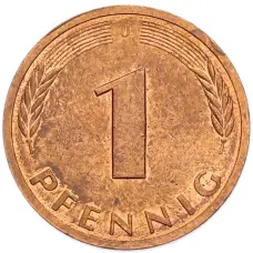 Монета 1 пфенниг 1988 года J Западная Германия (ФРГ) (реверс)