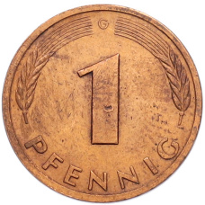 Монета 1 пфенниг 1989 года G Западная Германия (ФРГ) (реверс)