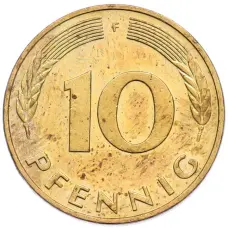 Монета 10 пфеннигов 1992 года F Германия (реверс)