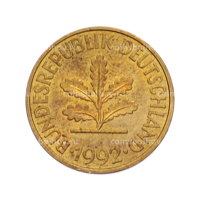 Монета 10 пфеннигов 1992 года J Германия
