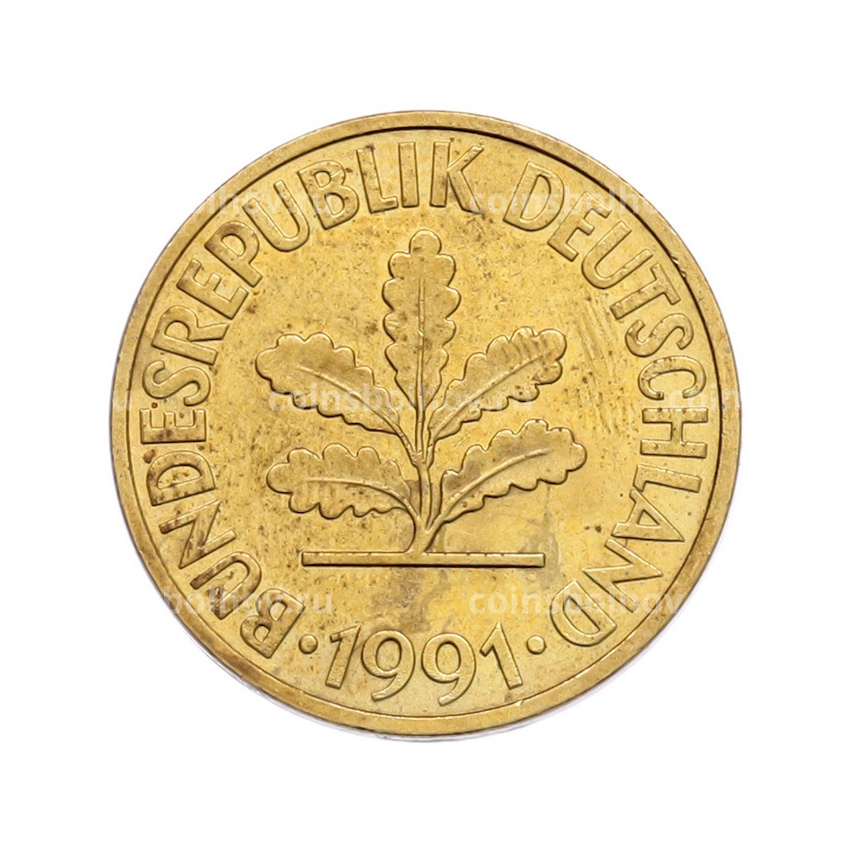 Монета 10 пфеннигов 1991 года J Германия