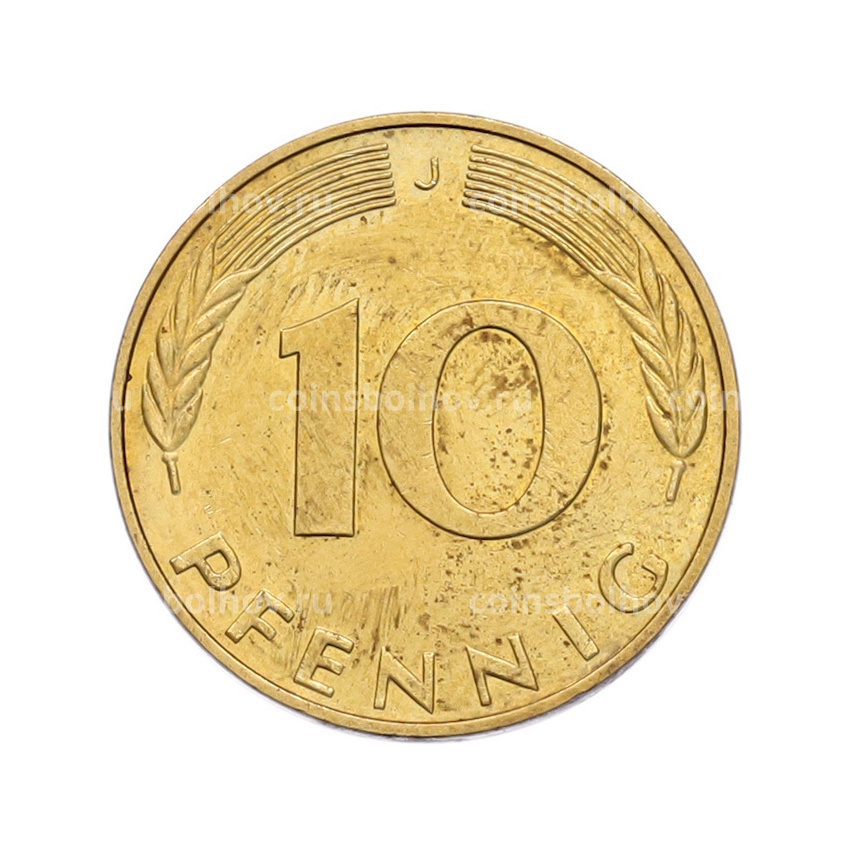 Монета 10 пфеннигов 1991 года J Германия (вид 2)