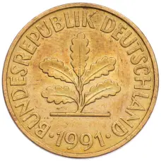 Монета 10 пфеннигов 1991 года D Германия (аверс)