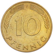 Монета 10 пфеннигов 1991 года F Германия (реверс)