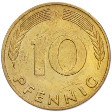 Монета 10 пфеннигов 1991 года F Германия (реверс)