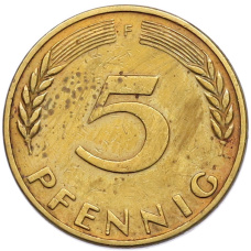 Монета 5 пфеннигов 1950 года F Западная Германия (ФРГ) (реверс)