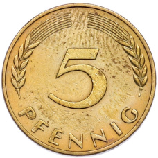 Монета 5 пфеннигов 1950 года J Западная Германия (ФРГ) (реверс)