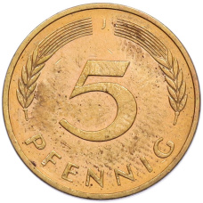 Монета 5 пфеннигов 1979 года J Западная Германия (ФРГ) (реверс)