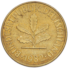 Монета 5 пфеннигов 1982 года J Западная Германия (ФРГ) (аверс)